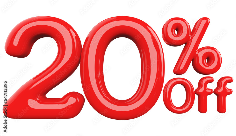 Discount 20 Percent Off - 3d Number Red Sale Discount 20 Percent Off - 3d Number Red Sale