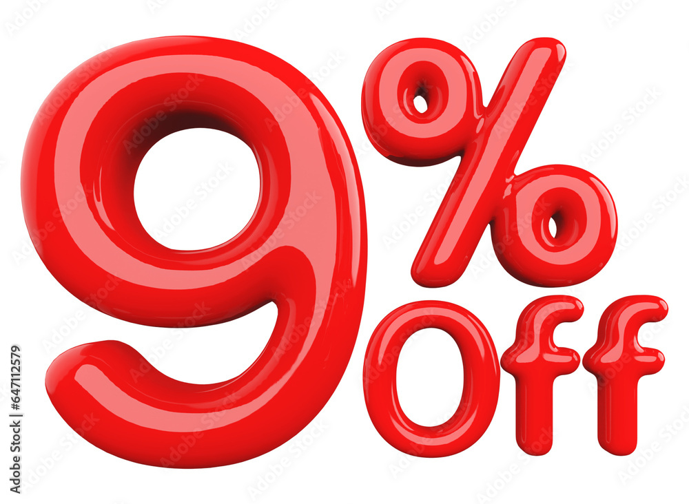 Discount 9 Percent Off - 3d Number Red Sale Discount 9 Percent Off - 3d Number Red Sale