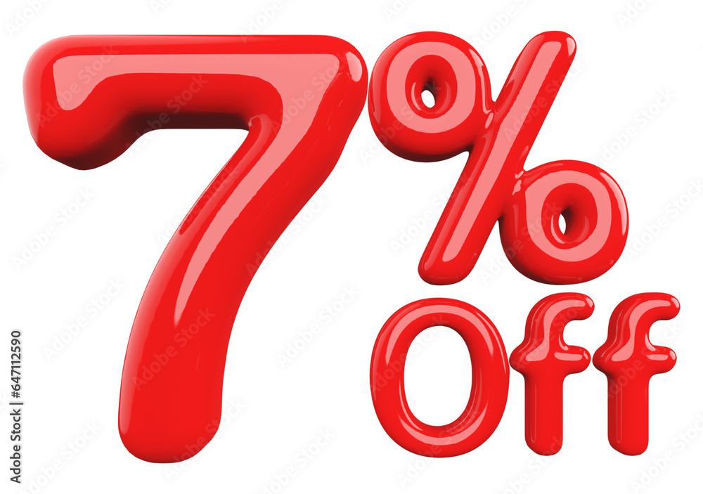 Discount 7 Percent Off - 3d Number Red Sale Discount 7 Percent Off - 3d Number Red Sale