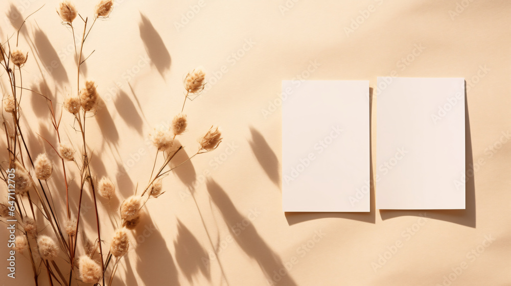 Blank paper sheet cards with mockup copy space