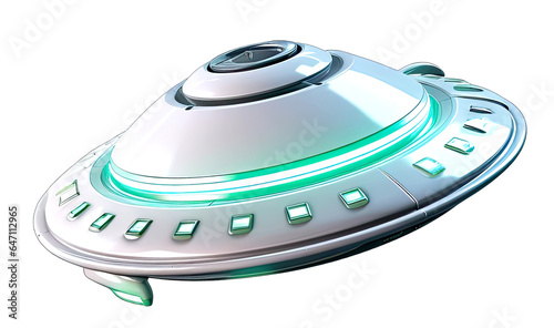 UFO vector icon 3d shiny modern cartoon style isolated transparent background Png V6