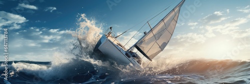 Sailboat Crashes In A Ocean Clear Sky Sailboat, Ocean, Clearsky, Safety, Prevention, Damage, Rescue, Equipment