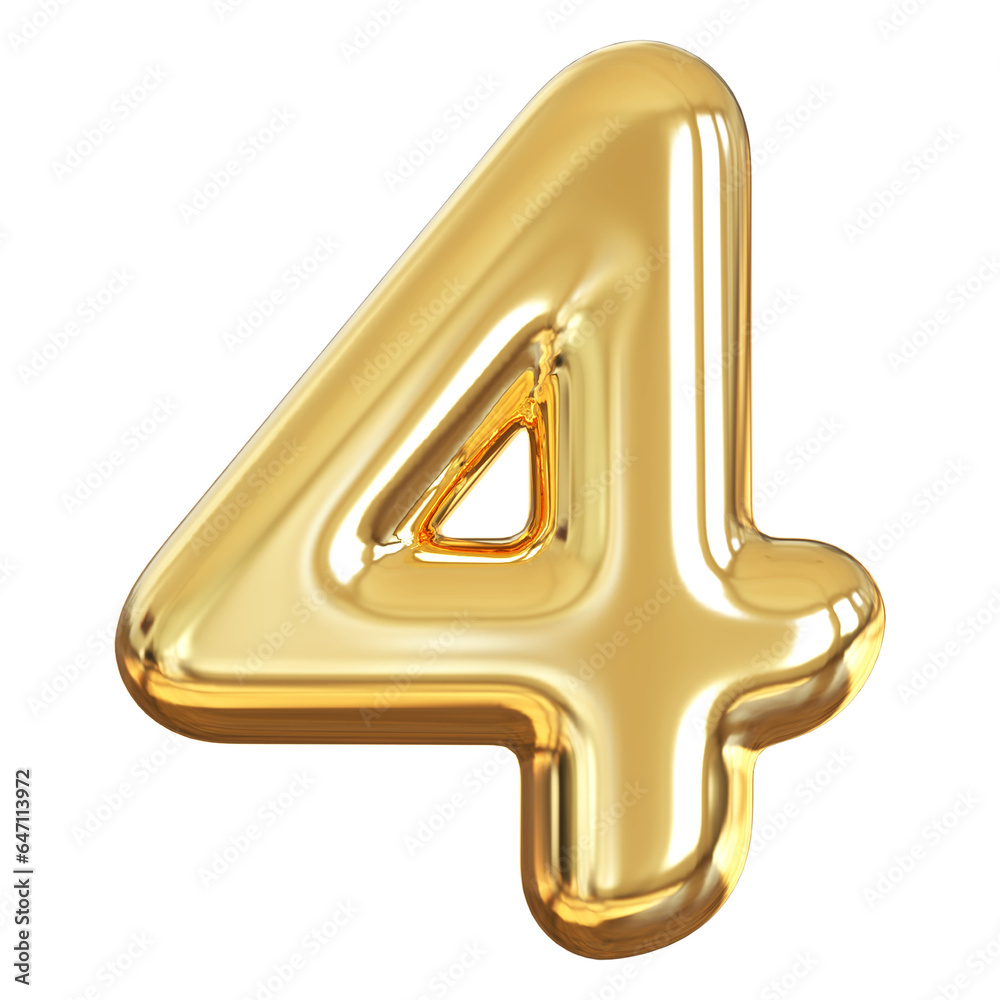 balloon number 4 - gold number balloon number 4 - gold number