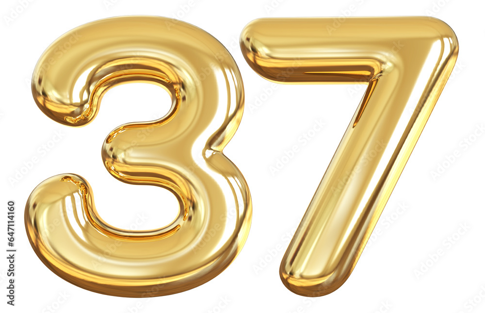 balloon number 37 - gold number balloon number 37 - gold number