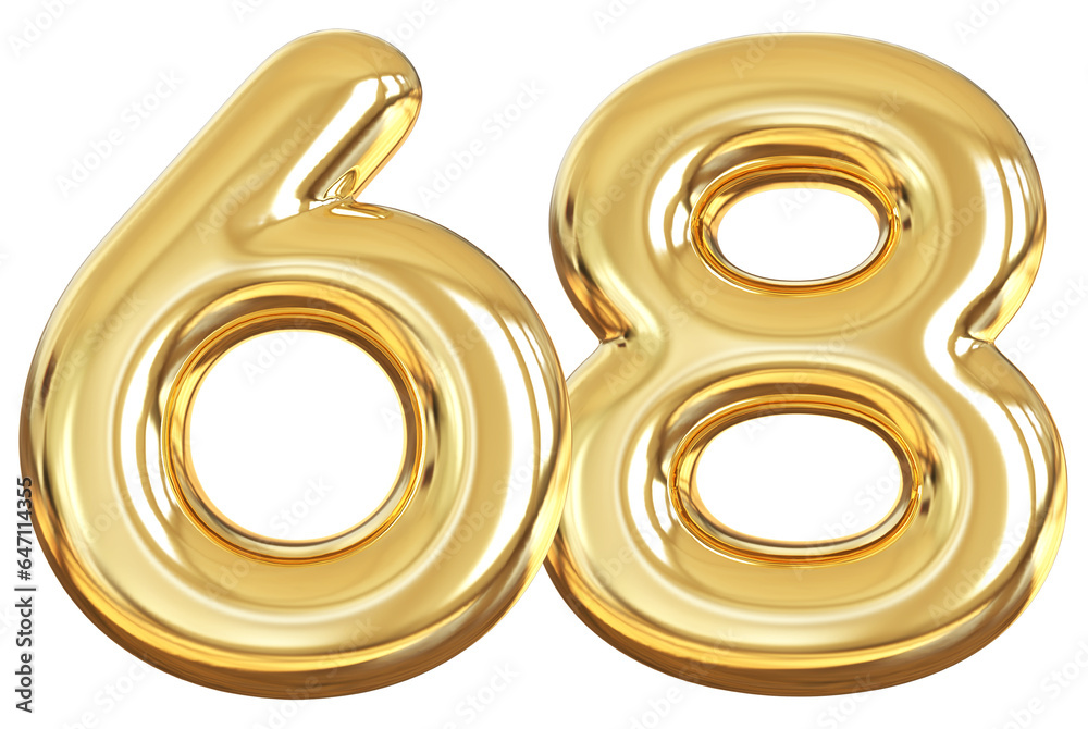 balloon number 68 - gold number