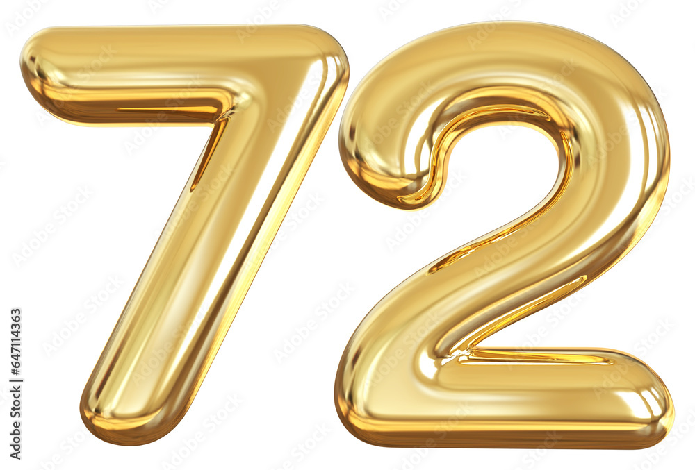 balloon number 72 - gold number balloon number 72 - gold number