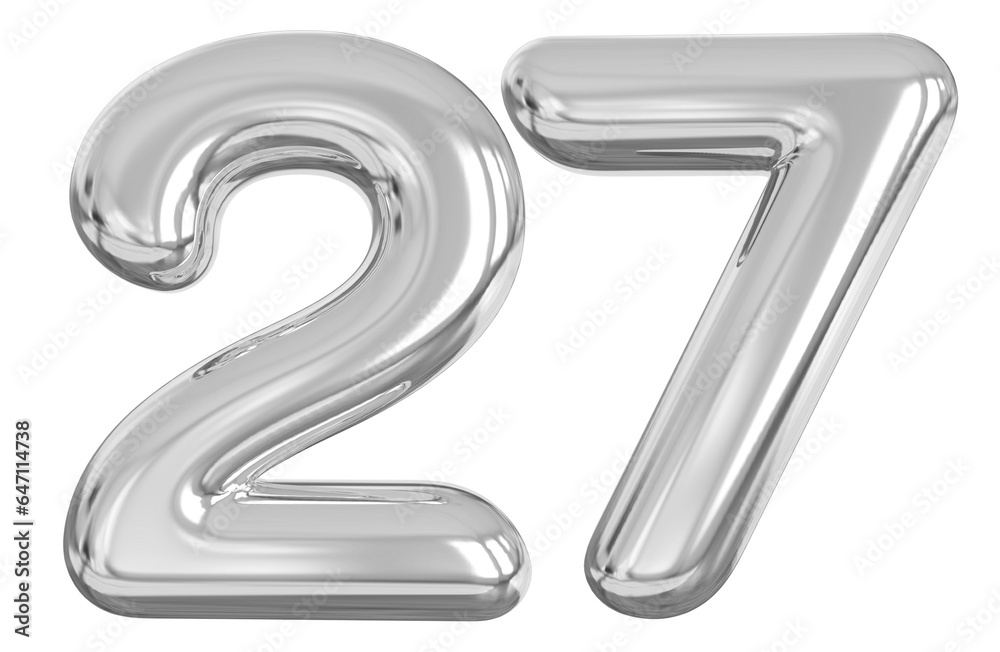 3d number 27 - silver number 3d number 27 - silver number