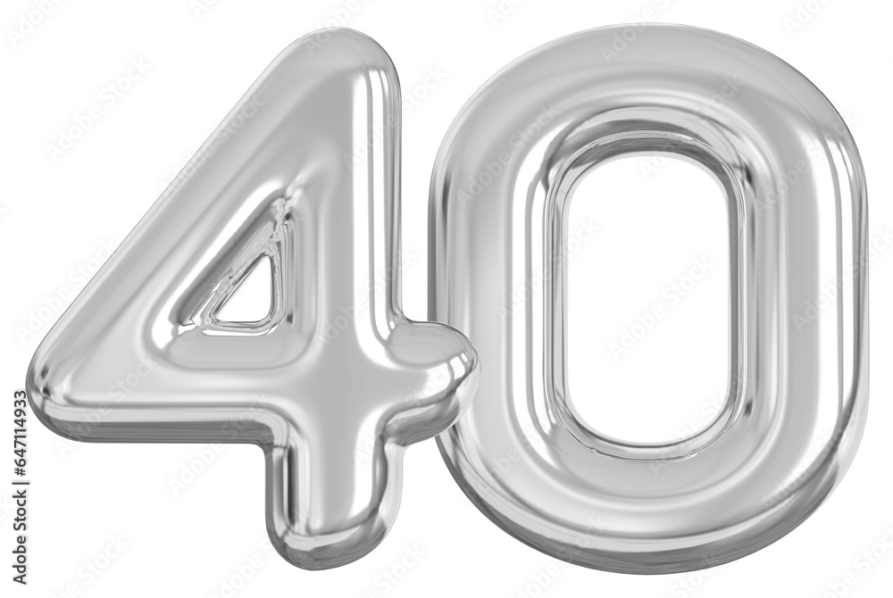 Fototapeta premium 3d number 40 - silver number