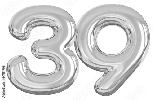 3d number 39 - silver number