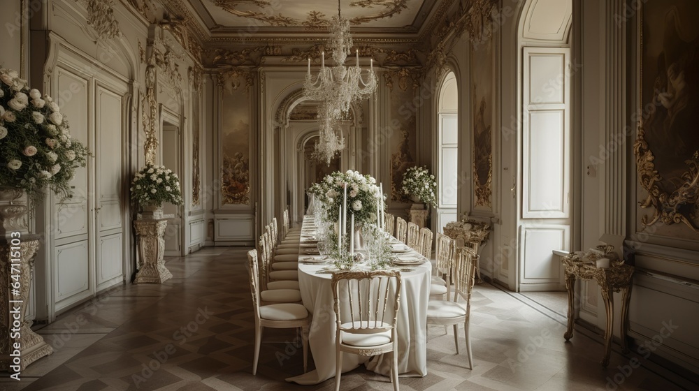 Classical chic style wedding decor in a old money castle Classical chic style wedding decor in a old money castle