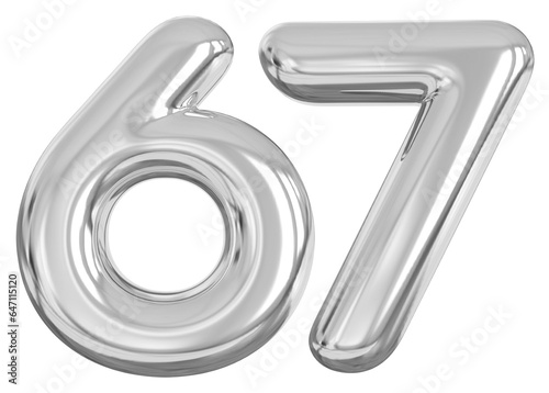 3d number 67 - silver number