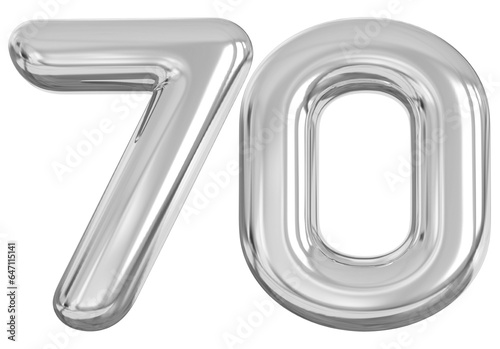 3d number 70 - silver number