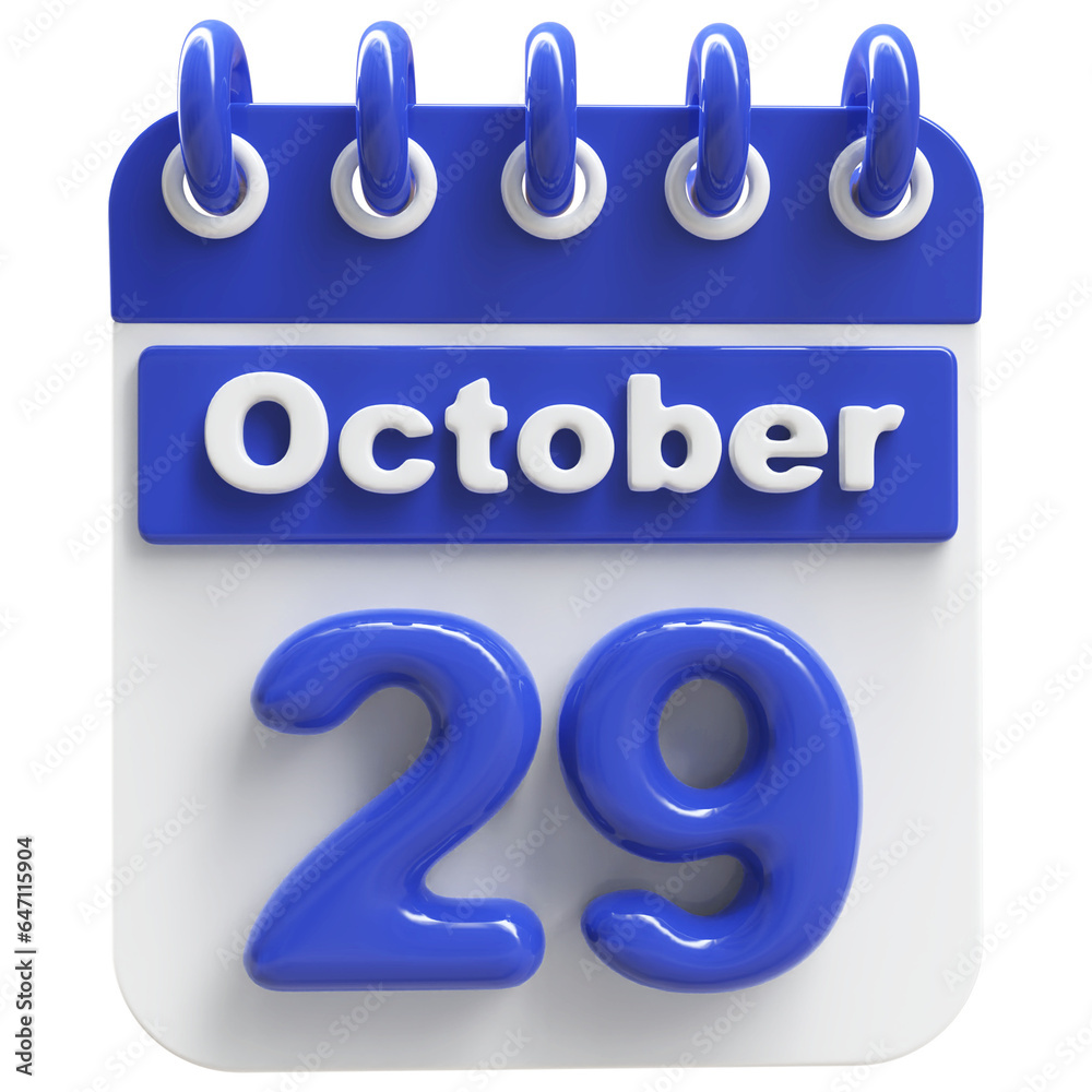 29th October - 3d Calendar Icon 29th October - 3d Calendar Icon