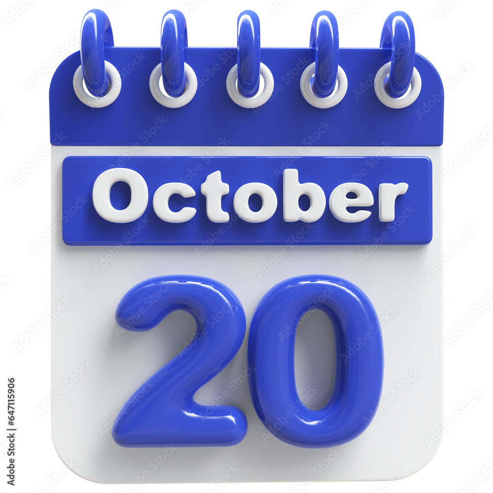 20th October - 3d Calendar Icon 20th October - 3d Calendar Icon