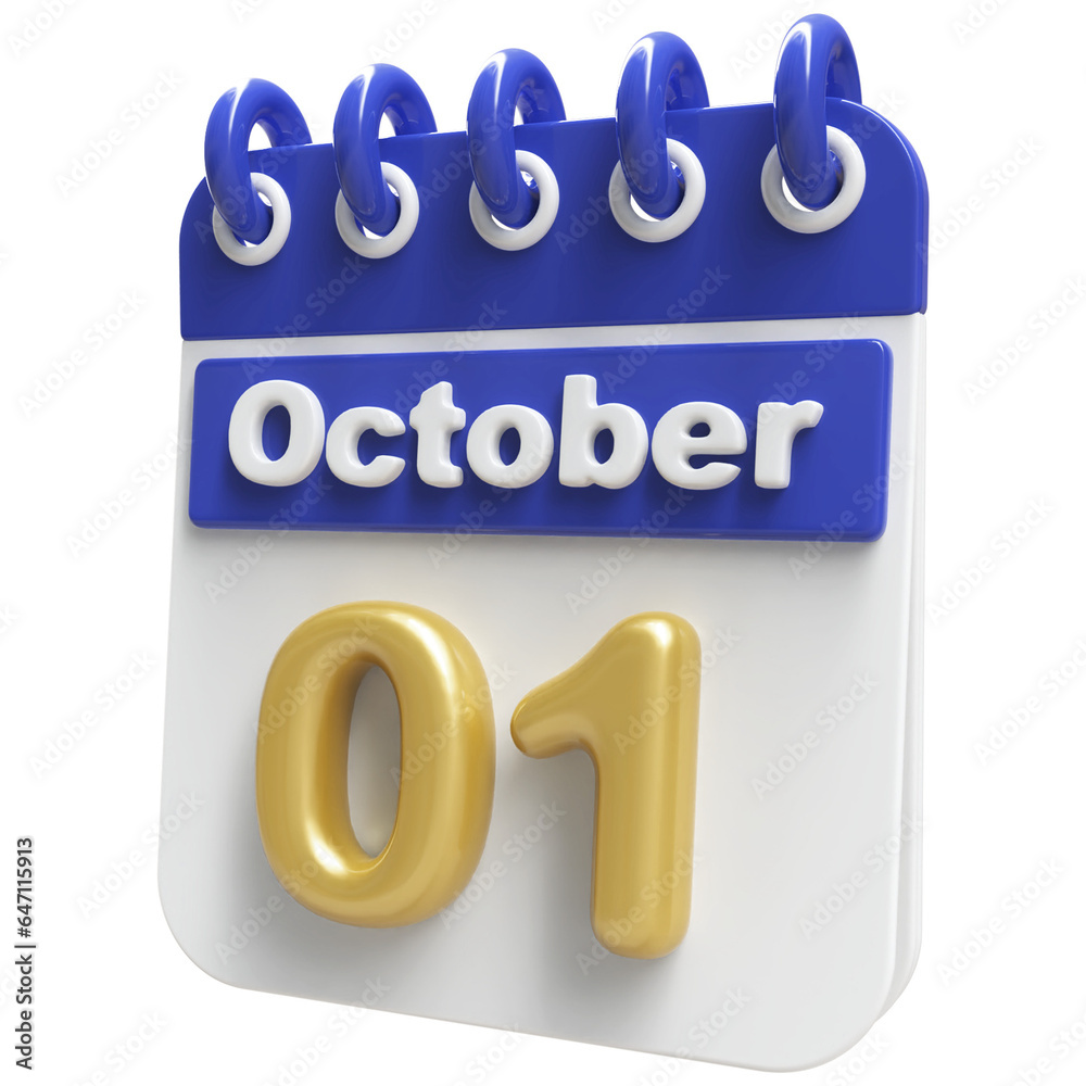 1st October - 3d Calendar Icon 1st October - 3d Calendar Icon