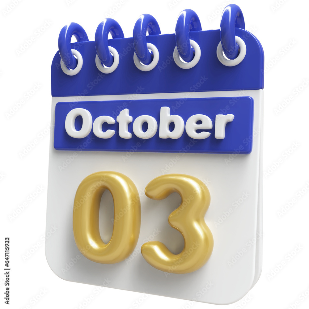 3rd October - 3d Calendar Icon 3rd October - 3d Calendar Icon
