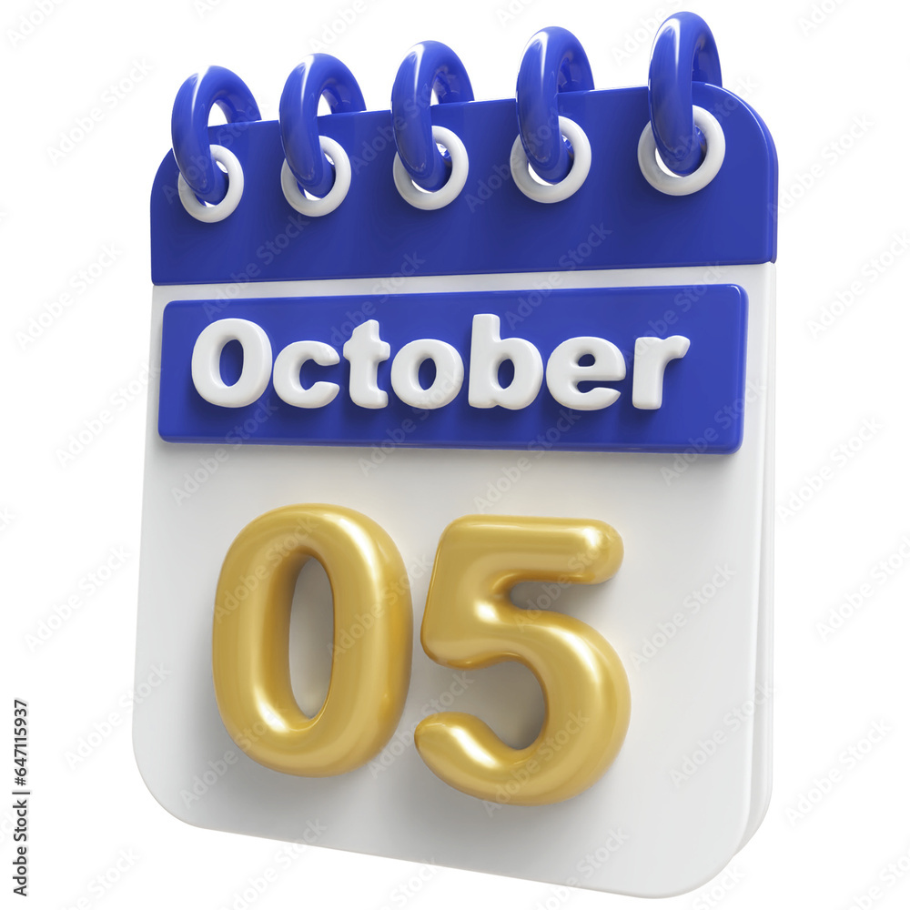 5th October - 3d Calendar Icon 5th October - 3d Calendar Icon