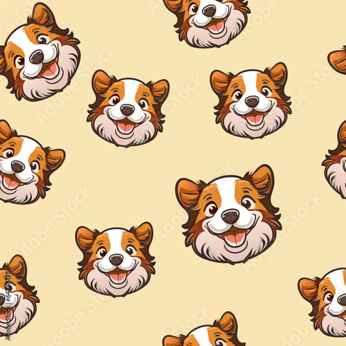 Seamless pattern Cartoon Corgis puppies. Vector illustration.