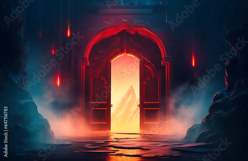 Enigmatic Doorway: Glowing Lights and Mystique Await Beyond
