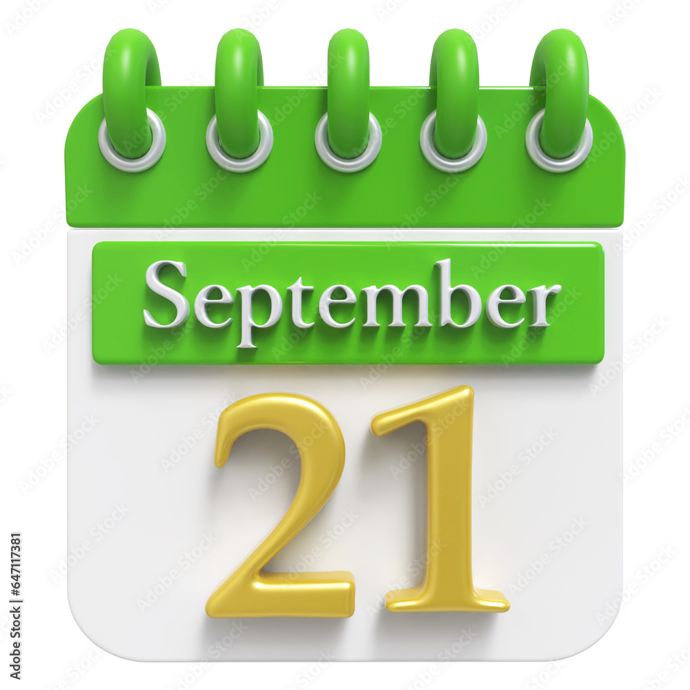 September 21st Calendar 3d Render September 21st Calendar 3d Render