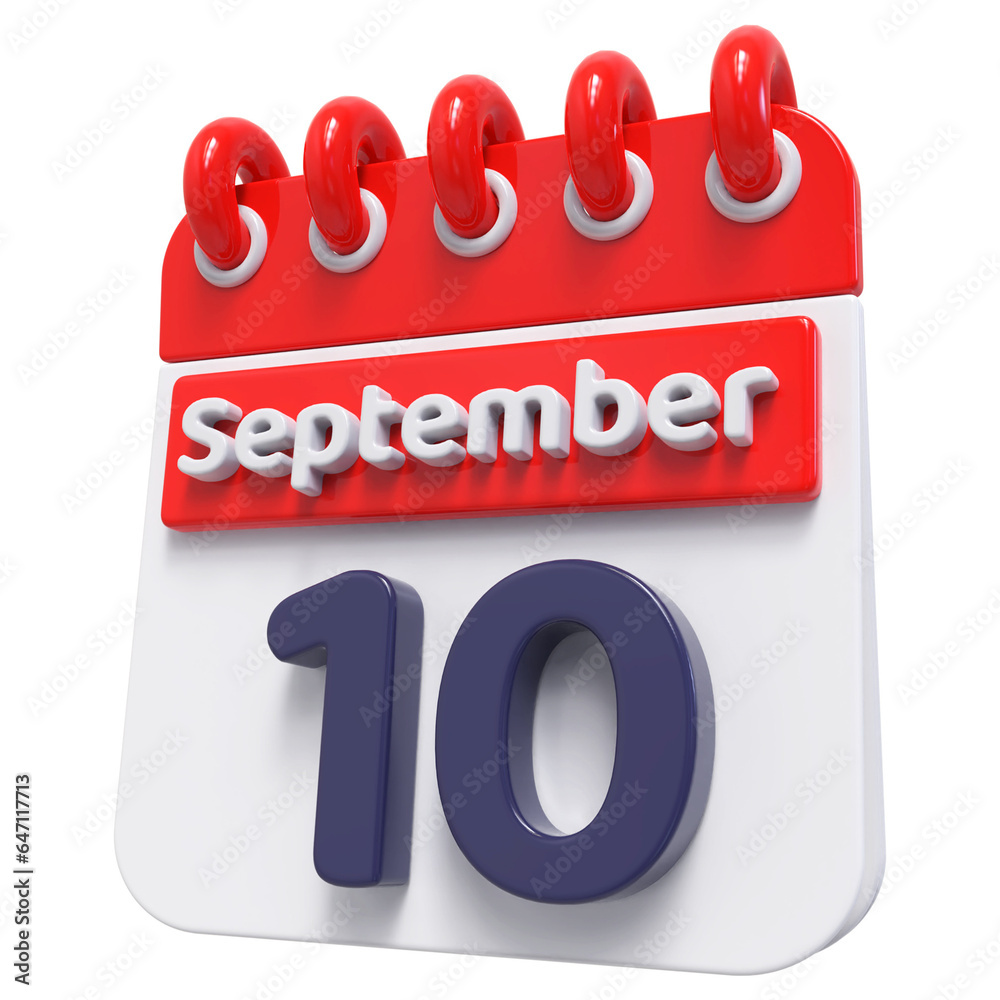 10th September - 3d Calendar Icon 10th September - 3d Calendar Icon