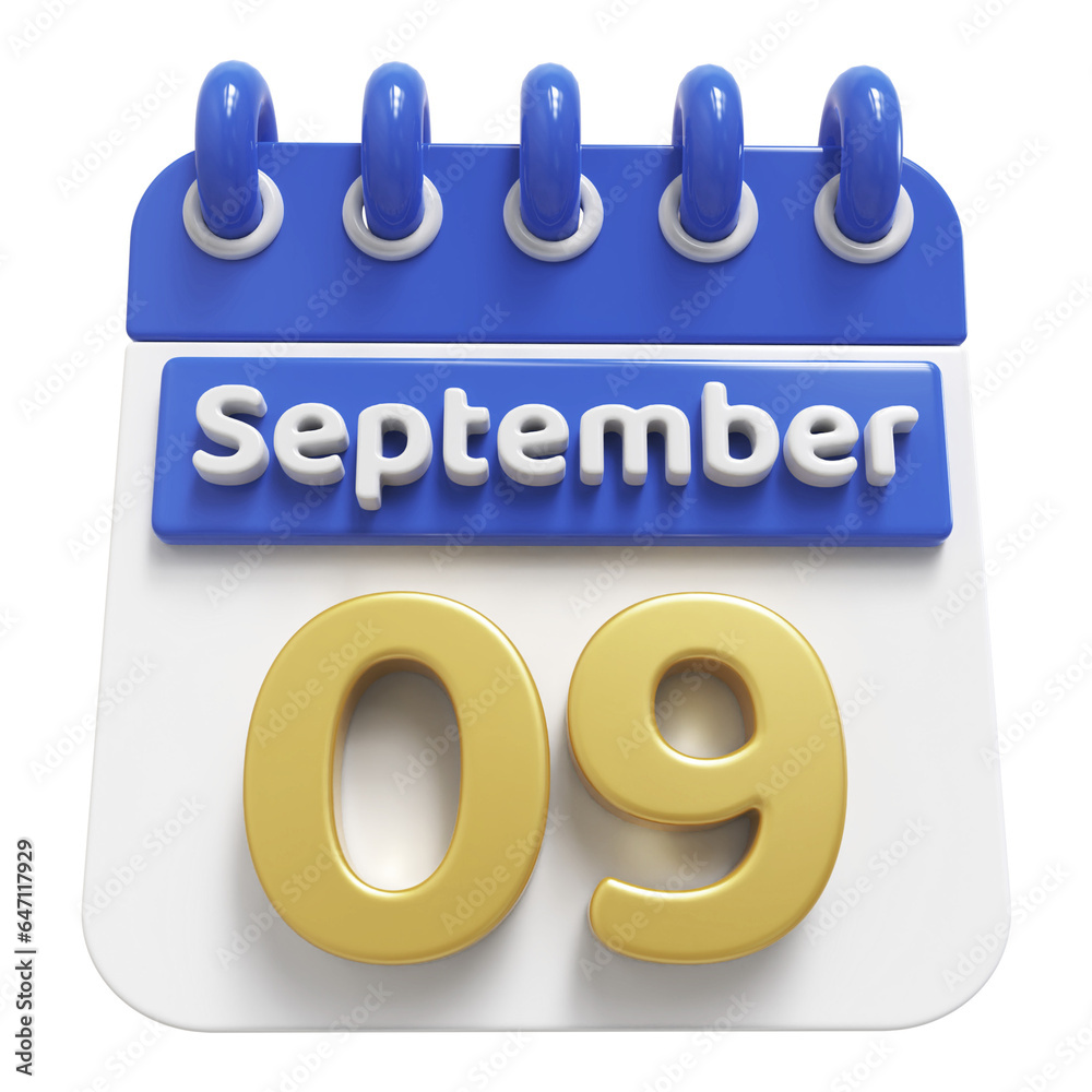 9th September - 3d Calendar Icon 9th September - 3d Calendar Icon