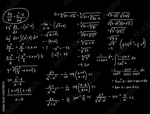 Realistic math chalkboard background illustration