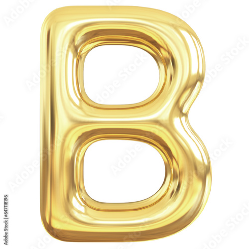 Gold Letter B Bubble - 3d Aphabet Font photo