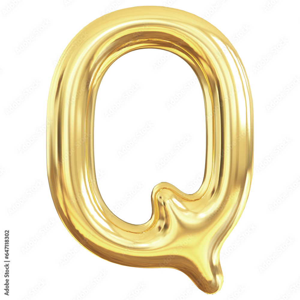 Gold Letter Q Bubble - 3d Aphabet Font Gold Letter Q Bubble - 3d Aphabet Font