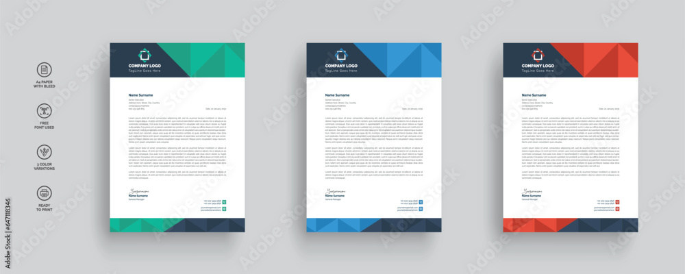 Professional business letterhead template design set