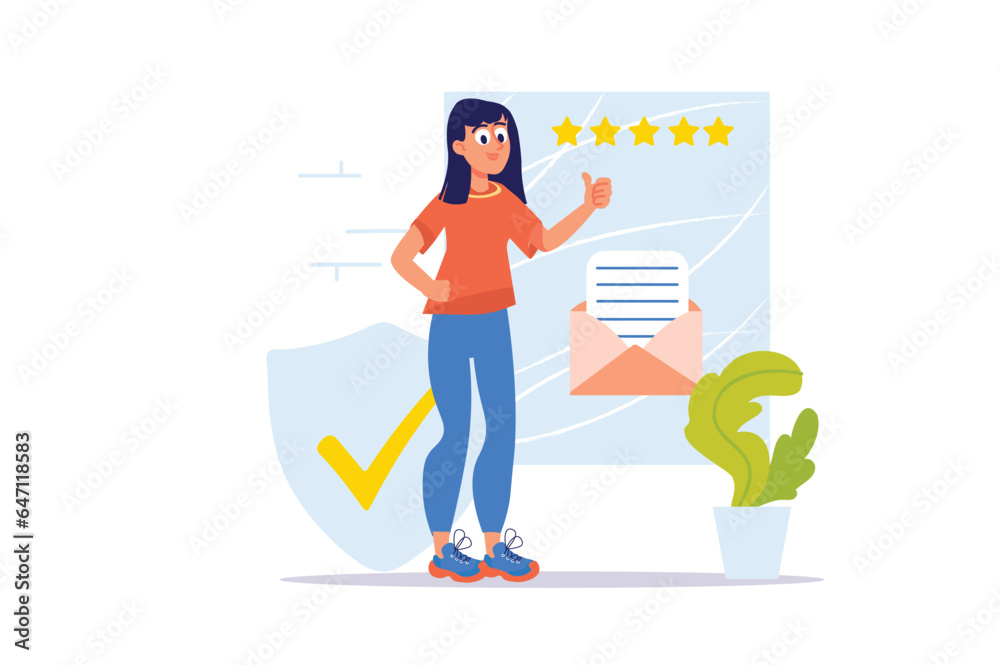 Confidential data concept with people scene in the flat cartoon design. The employee received an important envelope from work in which confidential documents were transferred. Vector illustration.