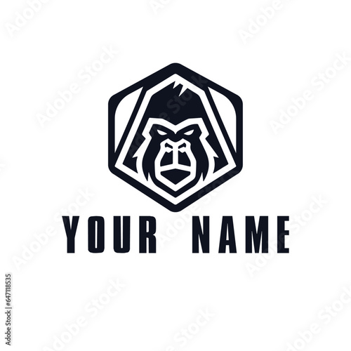 gorilla head minimalist modern logo design photo