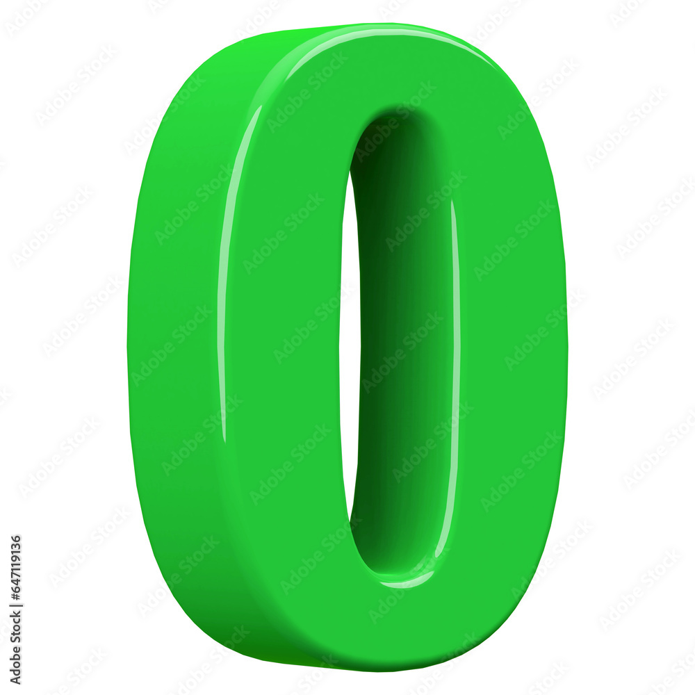 Green Number 0 - 3d Rendering Green Number 0 - 3d Rendering
