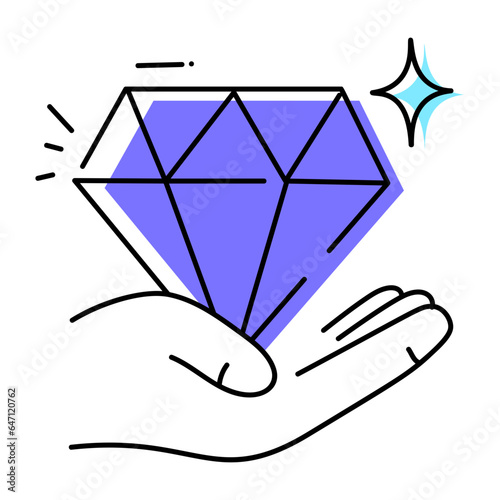 Giving diamond hand drawn icon 