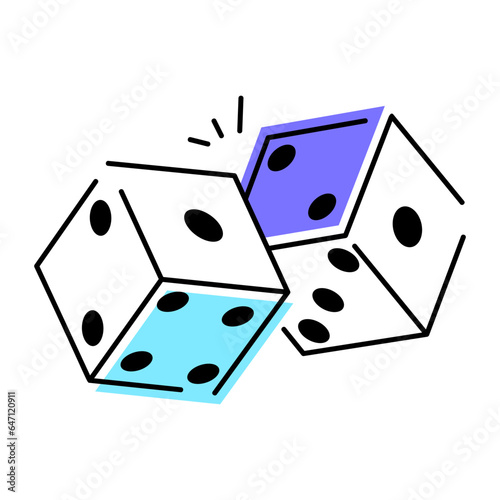 An editable doodle icon of dice 