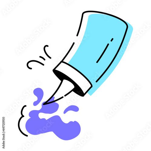 Ketchup bottle hand drawn icon 