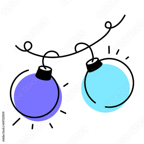 Check latest bauble lights doodle icon 