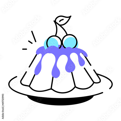 Handy doodle icon of jelly pudding 