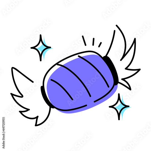Wrapped candy hand drawn icon 
