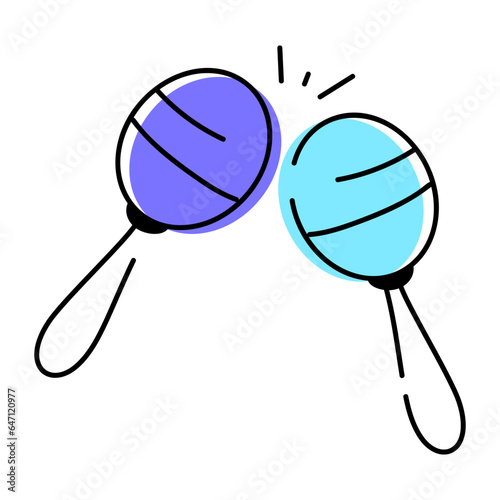 Catchy doodle icon of maracas