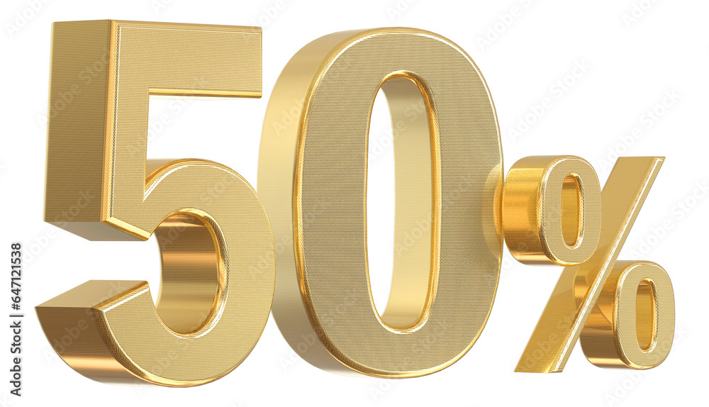 50 Percent off - 3d Gold Number Discount 50 Percent off - 3d Gold Number Discount