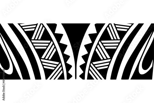 Wrap around arm polynesian tattoo design. Pattern aboriginal samoan. Vector illustration eps10.