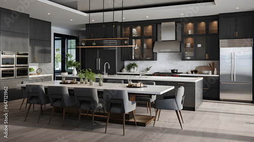 Step into a chef's dream kitchen, where modernity meets functionality. The highly detailed photography showcases state-of-the-art appliances, a spacious layout, and elegant finishes. © CanvasPixelDreams
