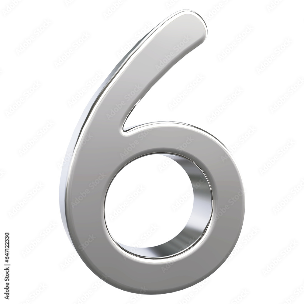 Silver 3D Number 6