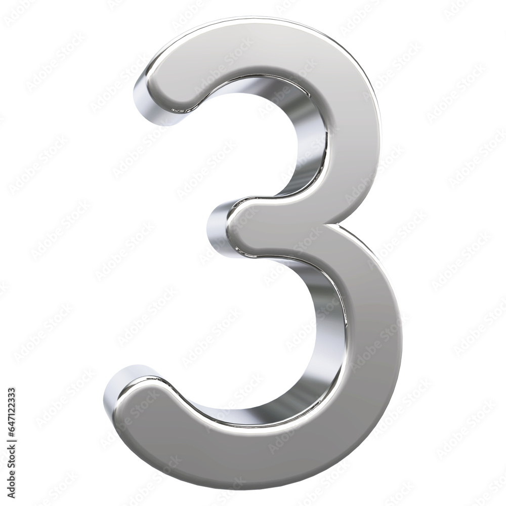 Silver 3D Number 3 Silver 3D Number 3