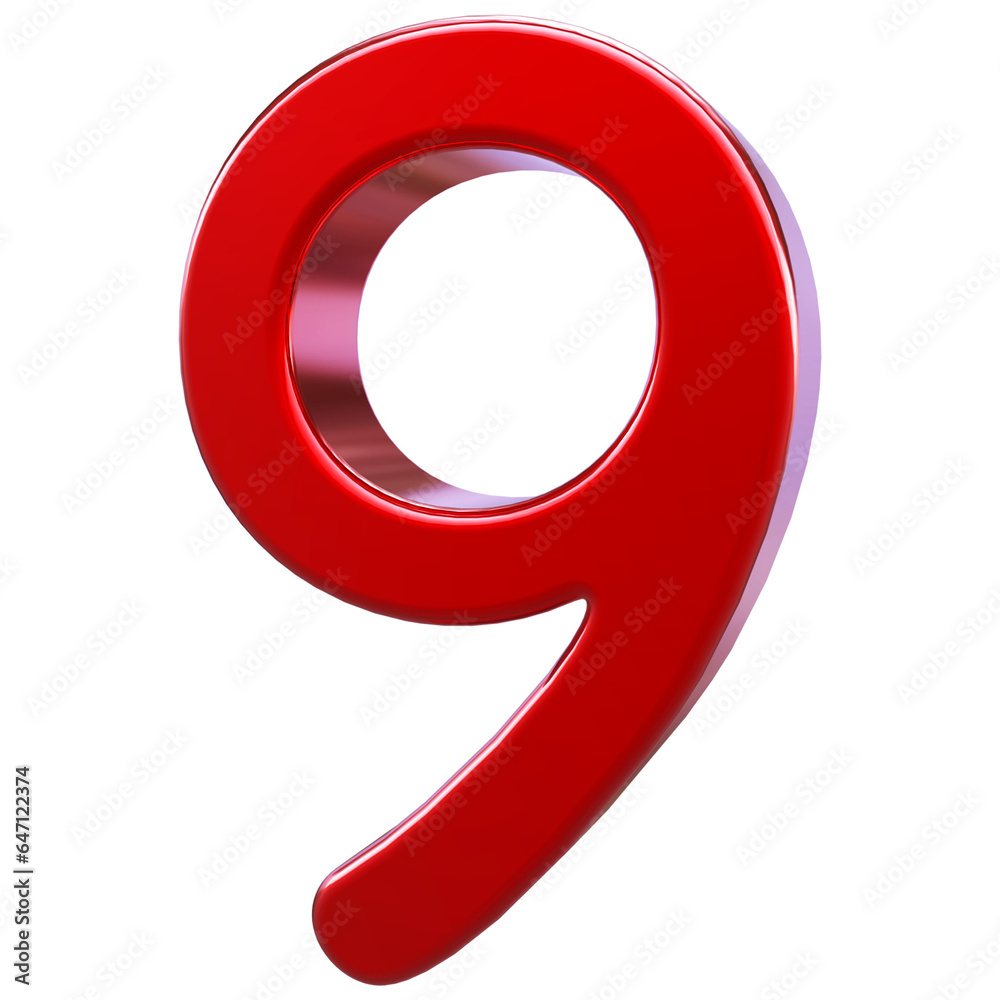 Red 3D Number 9 Red 3D Number 9