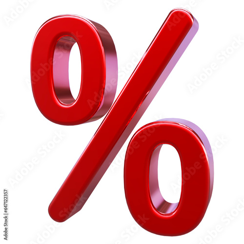 Red 3D Percent Symbol