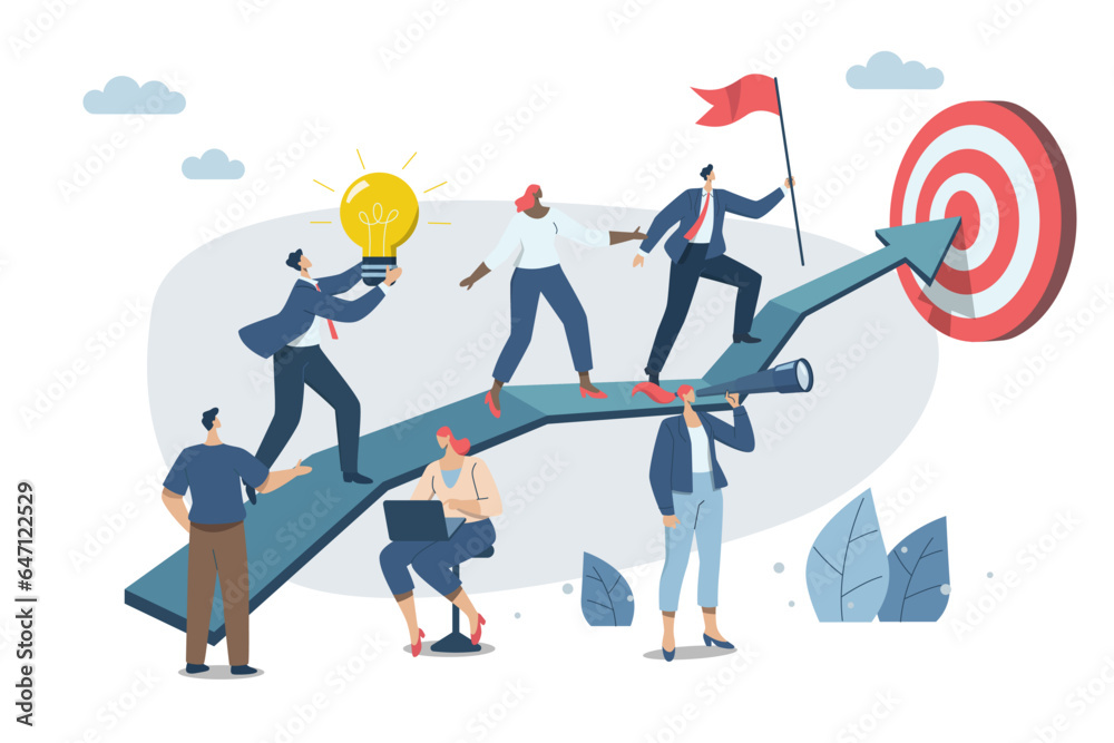 Effective teamwork, career growth, profit, or improvement approaches, career development concept, symbol of teamwork, Businessmen work together to push the arrow graph up. Vector design illustration. Effective teamwork, career growth, profit, or improvement approaches, career development concept, symbol of teamwork, Businessmen work together to push the arrow graph up. Vector design illustration.
