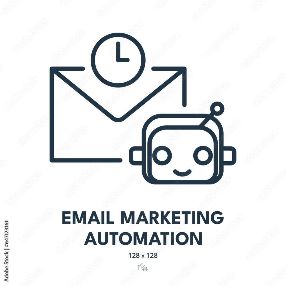 Email Marketing Automation Icon. Letter, Newsletter, Envelope. Editable Stroke. Simple Vector Icon Email Marketing Automation Icon. Letter, Newsletter, Envelope. Editable Stroke. Simple Vector Icon