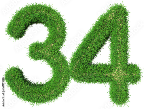 grass number 34 - 3d green number
